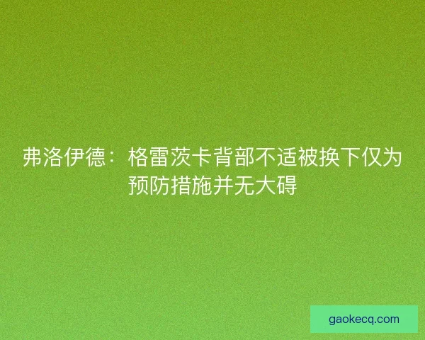 弗洛伊德：格雷茨卡背部不适被换下仅为预防措施并无大碍